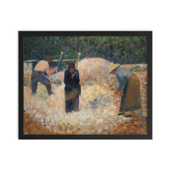 The Stone Breakers Le Raincy by Georges Seurat framed print on a plain backdrop in size 16"x20".