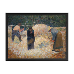 The Stone Breakers Le Raincy by Georges Seurat framed print on a plain backdrop in size 18"x24".