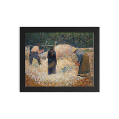 The Stone Breakers Le Raincy by Georges Seurat framed print on a plain backdrop in size 8"x10".
