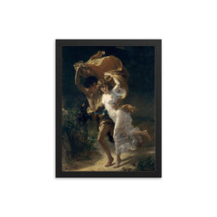 The Storm by Pierre Auguste Cot framed print on a plain backdrop in size 12"x16".