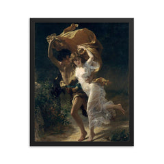 The Storm by Pierre Auguste Cot framed print on a plain backdrop in size 16"x20".