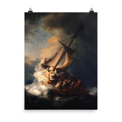 The Storm on the Sea of Galilee by Rembrandt poster on a plain backdrop in size 8"x10".