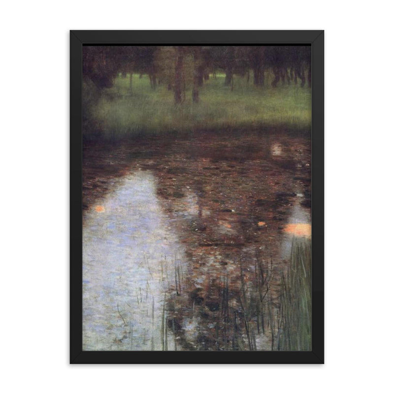 The Swamp by Gustav Klimt, 1900 framed print on a plain backdrop in size 18