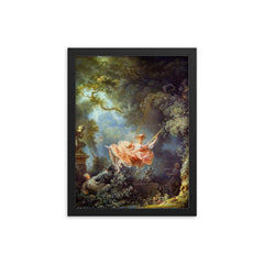 The Swing by Jean-Honore Fragonard, 1767 framed print on a plain backdrop in size 12"x16".