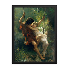 The Swing, or Springtime by Pierre Auguste Cot framed print on a plain backdrop in size 18"x24".