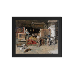 The Tapestry Seller by Mariano Fortuny, 1870 framed print on a plain backdrop in size 8"x10".
