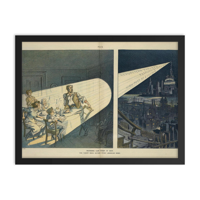 The Tariff Issue Enters Every American Home, May 22, 1912 framed print on a plain backdrop in size 18