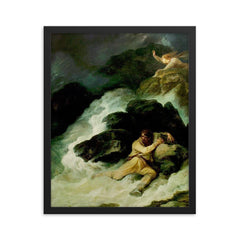 The Tempest Act 1 by Philip James de Loutherbourg framed print on a plain backdrop in size 16"x20".