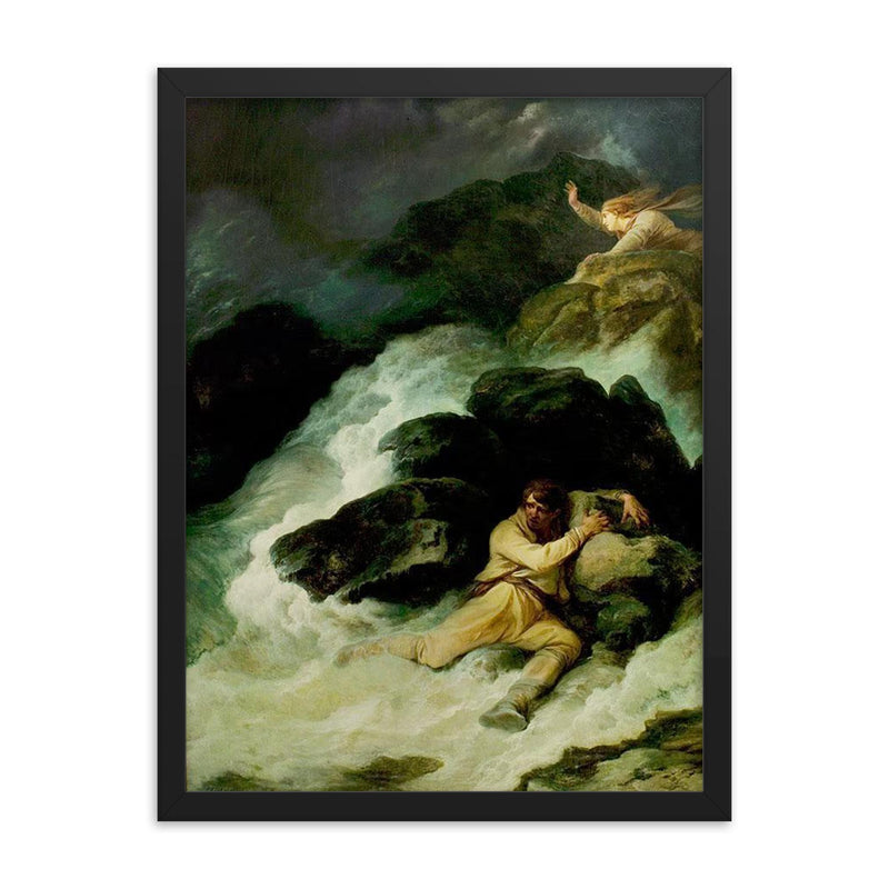 The Tempest Act 1 by Philip James de Loutherbourg framed print on a plain backdrop in size 18