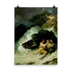 The Tempest Act 1 by Philip James de Loutherbourg poster on a plain backdrop in size 8"x10".
