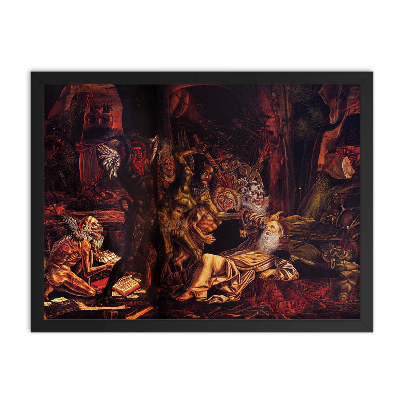 The Temptation of St. Anthony by Bernardo Parentino, 1494 framed print on a plain backdrop in size 18