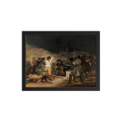 The Third of May 1808 by Francisco Goya framed print on a plain backdrop in size 12"x16".