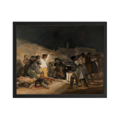 The Third of May 1808 by Francisco Goya framed print on a plain backdrop in size 16"x20".