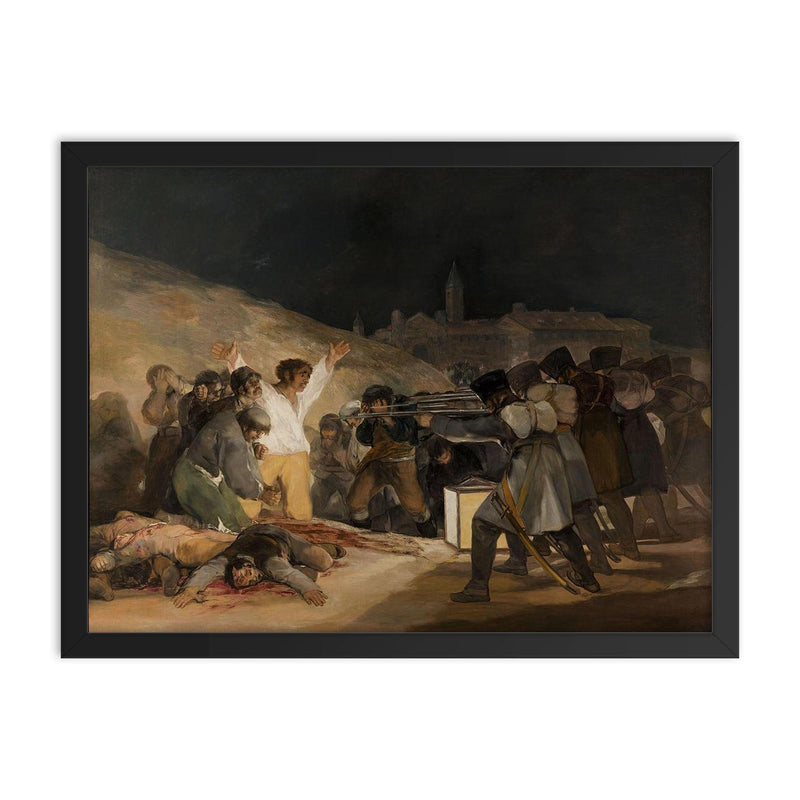 The Third of May 1808 by Francisco Goya framed print on a plain backdrop in size 18