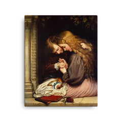 The Thorn by Charles West Cope, 1866 canvas print on a plain backdrop in size 16"x20".