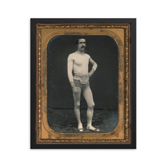 The Tightrope Walker, Circa 1855 framed print on a plain backdrop in size 16"x20".