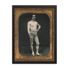 The Tightrope Walker, Circa 1855 framed print on a plain backdrop in size 18"x24".