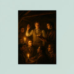 The Tolpuddle Martyrs oath in candlelit barn poster 8
