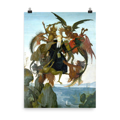 The Torment of Saint Anthony by Michelangelo poster on a plain backdrop in size 8"x10".