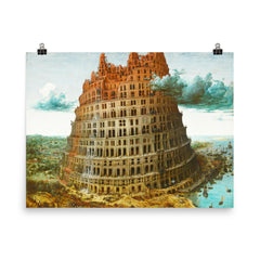The Tower of Babel by Pieter Bruegel the Elder, 1563 poster on a plain backdrop in size 8"x10".