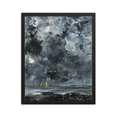 The Town by August Strindberg, 1903 framed print on a plain backdrop in size 16"x20".