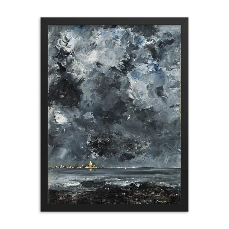 The Town by August Strindberg, 1903 framed print on a plain backdrop in size 18
