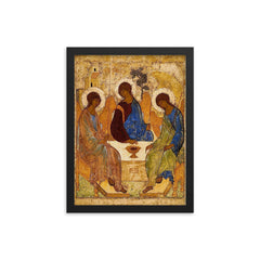 The Trinity by Andrei Rublev framed print on a plain backdrop in size 12"x16".