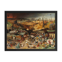 The Triumph of Death by Pieter Bruegel the Elder framed print on a plain backdrop in size 18"x24".