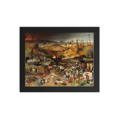 The Triumph of Death by Pieter Bruegel the Elder framed print on a plain backdrop in size 8"x10".