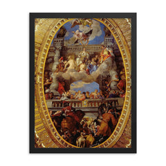 The Triumph of Venice by Paolo Veronese framed print on a plain backdrop in size 18"x24".