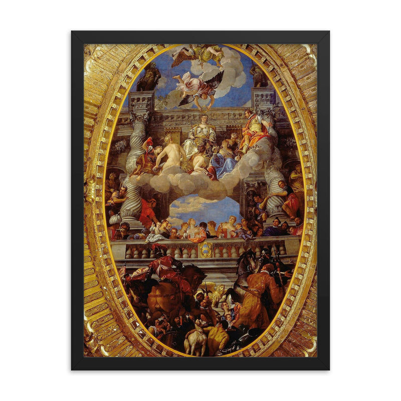 The Triumph of Venice by Paolo Veronese framed print on a plain backdrop in size 18