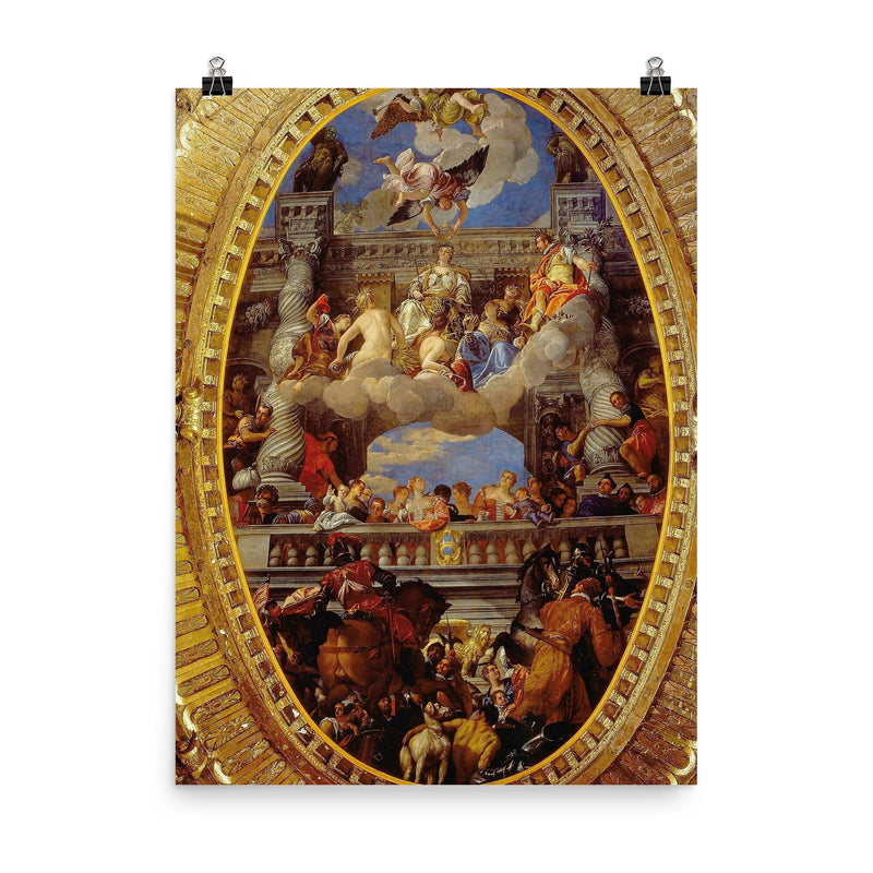 The Triumph of Venice by Paolo Veronese poster on a plain backdrop in size 8