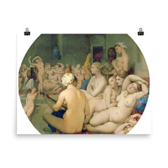 The Turkish Bath by Jean-Auguste-Dominique Ingres, 1859 poster on a plain backdrop in size 8"x10".