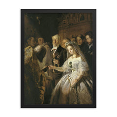 The Unequal Marriage by Vasili Pukirev, 1862 framed print on a plain backdrop in size 18"x24".
