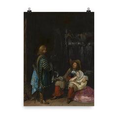 The Unwelcome News by Gerard ter Borch, 1653 poster on a plain backdrop in size 8"x10".