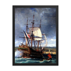 The Vétéran Fleeing into the Shallow Waters of Concarneau by Michel Bouquet, c. 1861 framed print on a plain backdrop in size 18"x24".