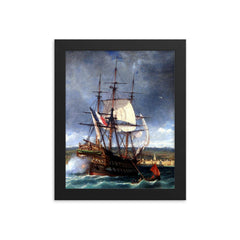 The Vétéran Fleeing into the Shallow Waters of Concarneau by Michel Bouquet, c. 1861 framed print on a plain backdrop in size 8"x10".