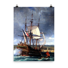 The Vétéran Fleeing into the Shallow Waters of Concarneau by Michel Bouquet, c. 1861 poster on a plain backdrop in size 8"x10".