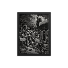The Valley of the Dry Bones by Gustave Doré, 1866 framed print on a plain backdrop in size 12"x16".