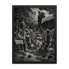 The Valley of the Dry Bones by Gustave Doré, 1866 framed print on a plain backdrop in size 18"x24".