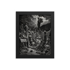 The Valley of the Dry Bones by Gustave Doré, 1866 framed print on a plain backdrop in size 8"x10".