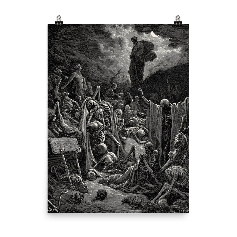 The Valley of the Dry Bones by Gustave Doré, 1866 poster on a plain backdrop in size 8