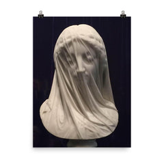 The Veiled Virgin by Giovanni Strazza, 1850 poster on a plain backdrop in size 8"x10".
