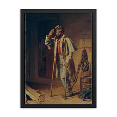 The Veteran by Thomas Waterman Wood, 1866 framed print on a plain backdrop in size 18"x24".