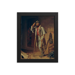 The Veteran by Thomas Waterman Wood, 1866 framed print on a plain backdrop in size 8"x10".