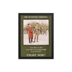 The Veteran's Farewell, 1914 framed print on a plain backdrop in size 12"x16".
