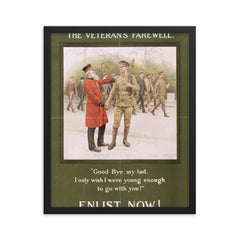 The Veteran's Farewell, 1914 framed print on a plain backdrop in size 16"x20".