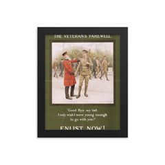 The Veteran's Farewell, 1914 framed print on a plain backdrop in size 8"x10".