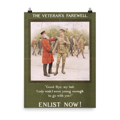 The Veteran's Farewell, 1914 poster on a plain backdrop in size 8"x10".
