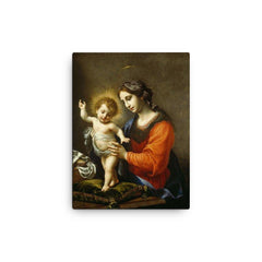 The Virgin and Child by Carlo Dolci canvas print on a plain backdrop in size 12"x16".